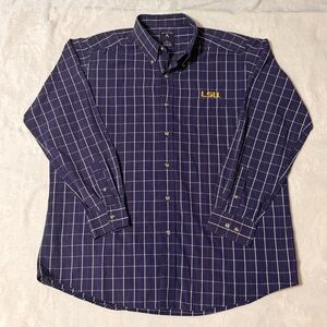 Shirt LSU Tigers Antigua Button Down Shirt XL Purple Plaid NCAA Men Casual